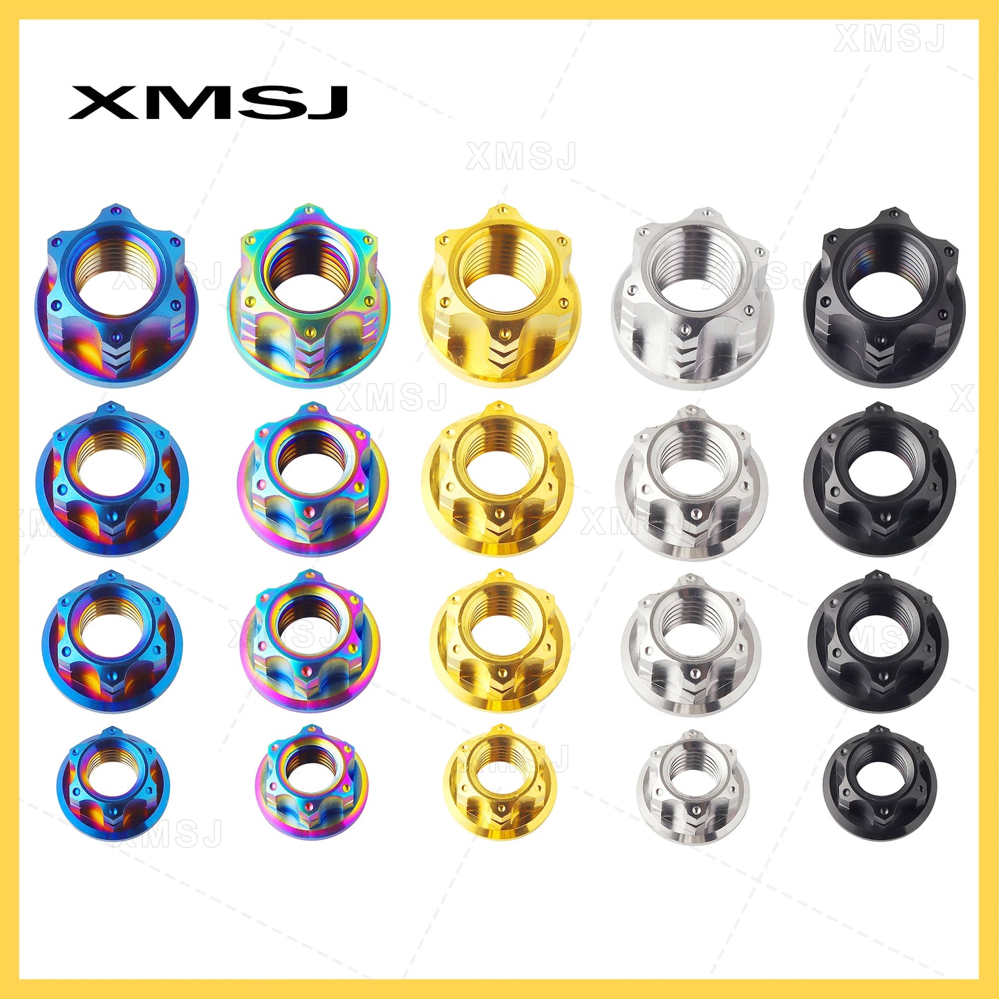XMSJ Hex Sechseck Flansch Titan Muttern M6 M8 M10 M12 Hinterachse Sperrmutter für Fahrrad Motorrad Titan Befestigung