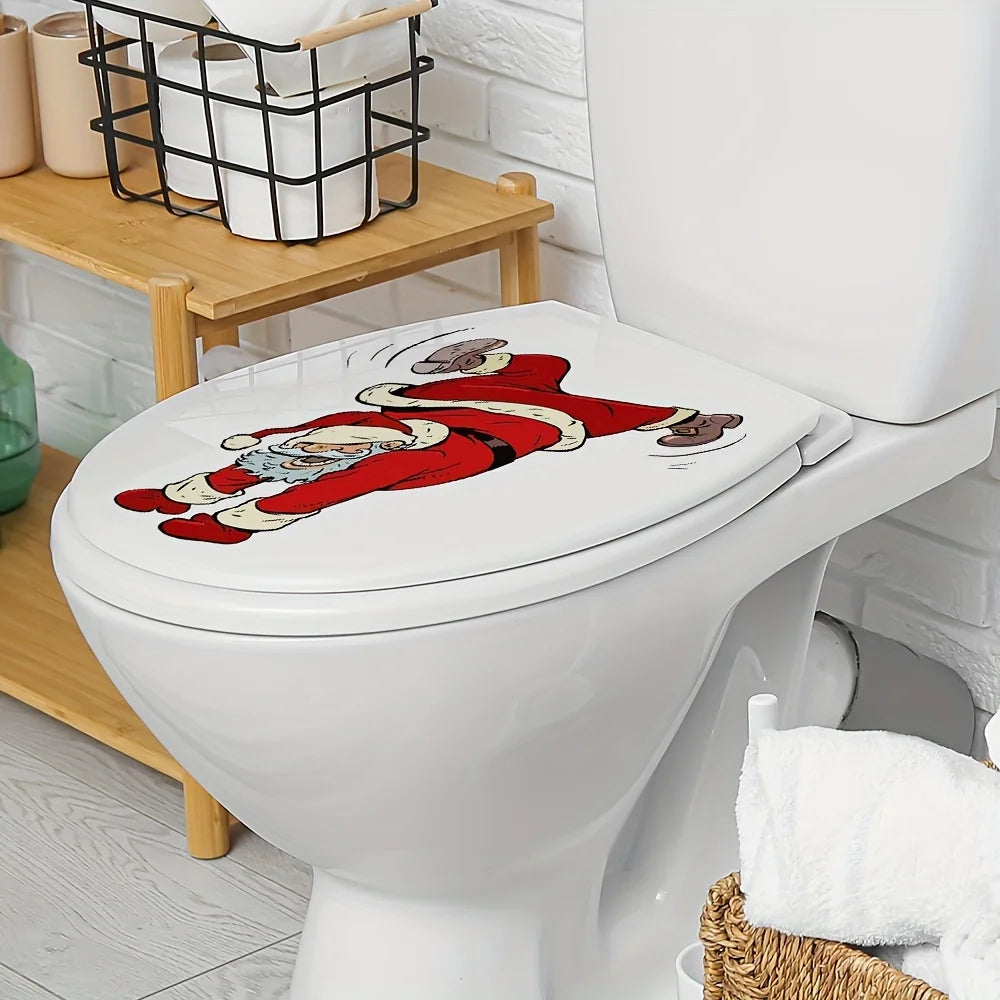 1pc Funny Santa Claus Toilet Bathroom Stickers - Self-Adhesive Waterproof Christmas Decorations- Perfect Christmas Gift Idea!