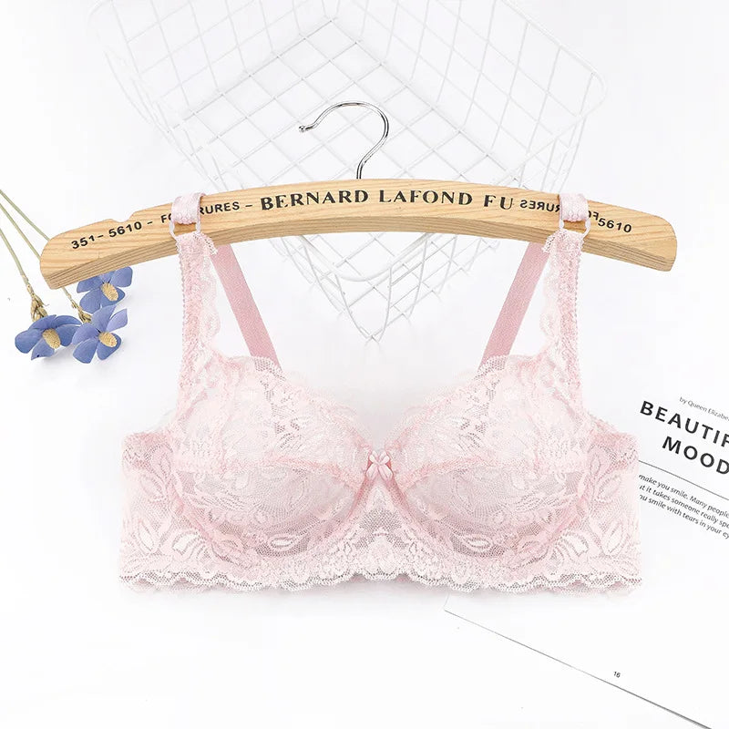 BH 2025: ALLTOOALL Plus Size Lace Push Up Bra Women Sexy Hollow Out Lingerie - Lady Lace Transparent Underwear Female Embroidery Solid Bra Collection