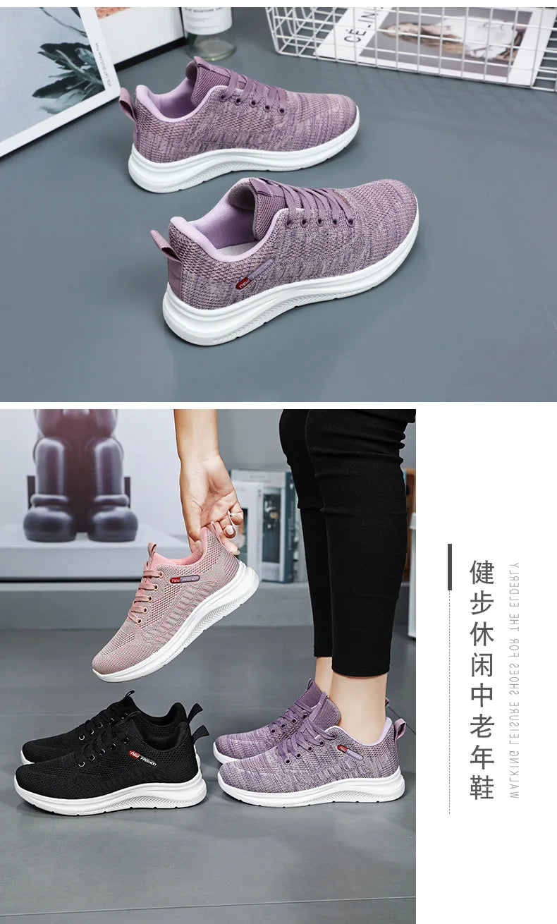 Damen 2025 Frühling Und Herbst Neu Gestrickt Damen Schuhe Schuhe Weiche Sohle Casual Sport Schuhe Für Damen Sneakers