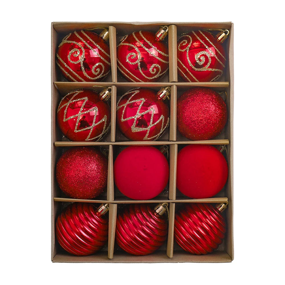 Choice Kugelset 7 cm Glänzende Weihnachtkugeln - Inhalt 12 Stück, Kunststoff