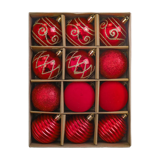 Choice Kugelset 7 cm Glänzende Weihnachtkugeln - Inhalt 12 Stück, Kunststoff