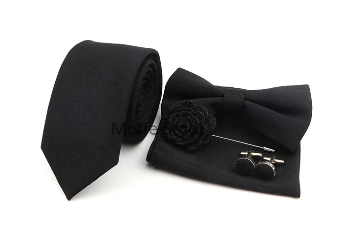 Neues Design 27-farbiger Männer-Accessories-Set: Klassische Baumwoll-Taschentuch, Manschettenknöpfe, Fliege für Hochzeit, Party, Geschenke