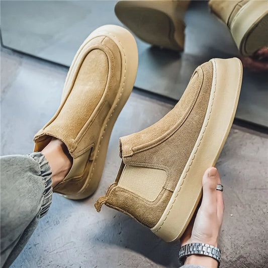 Ghete Chelsea Shangkaka cu platformă, croială înaltă - Mărimea 44, Înălțimea tocului 2 cm, Înălțimea gleznei