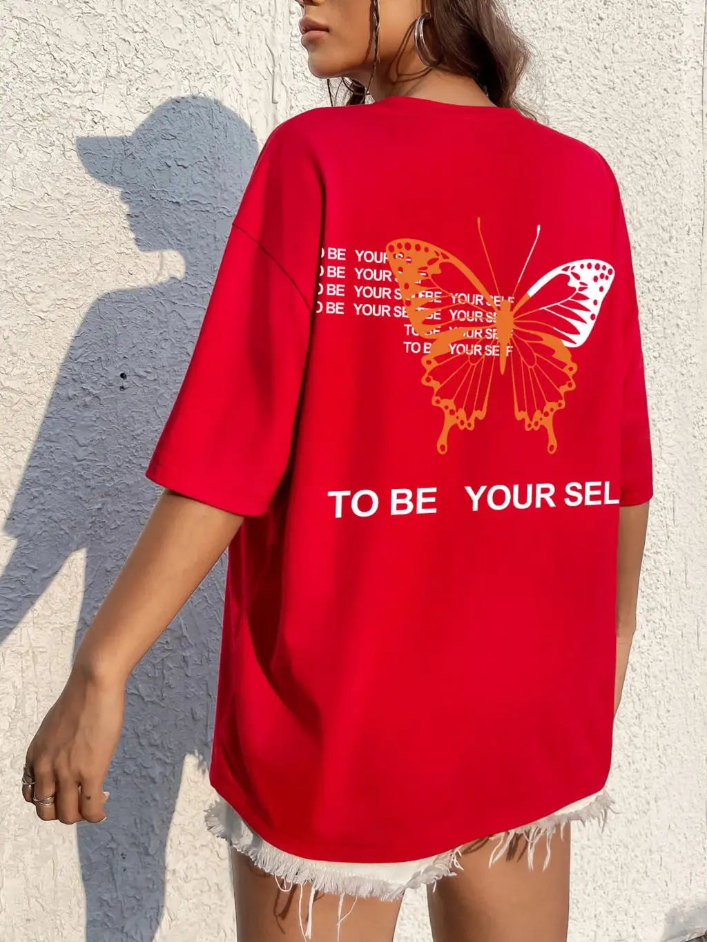 To Be Yourself Letter T-Shirts Women Street Funny Tshirt O-Neck Breathable Cotton Clothing Summer Fashion Casual T Shirt Female