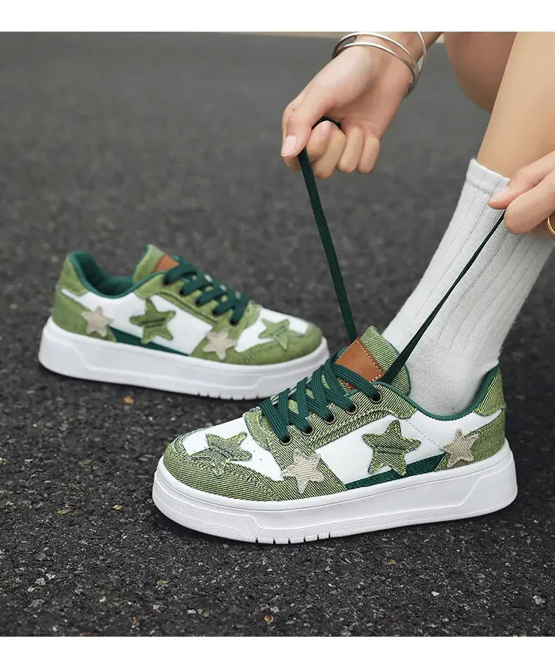 Men's Sneakers Fashion Star Skate Shoes Punk Hip Hop Style Student Sports 2 Summer All-match Non-slip Booster Casual Shoes