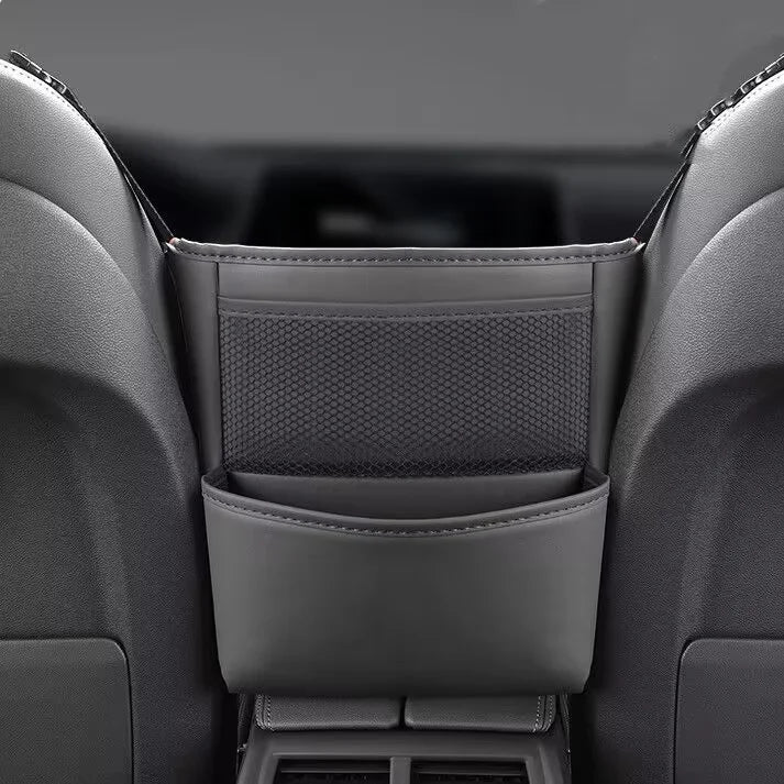 Car Seat Middle Storage Bag PU Leather Car Armrest Hanging Organizer Multifunction Handbag Holder Net Pocket Cup Tissue Storage
