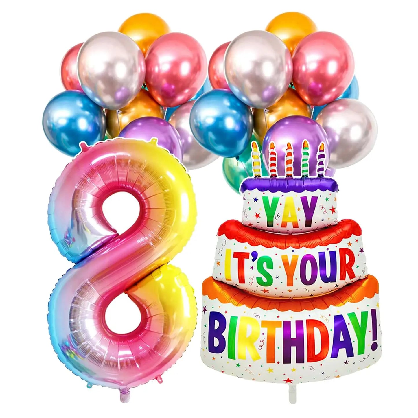 Renyuan Rainbow Zahlen Folienballons - 20er Pack 32 Zoll