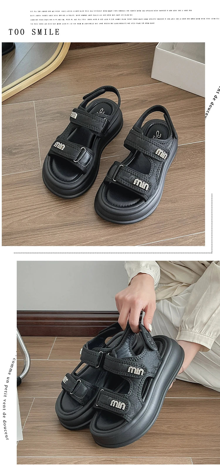 New Embroidery Casual Roman Designer Platform Sandals Women HOOk&LOOP Flats Summer Casual Ladies Outdoor Shoes Zapatos De Mujer