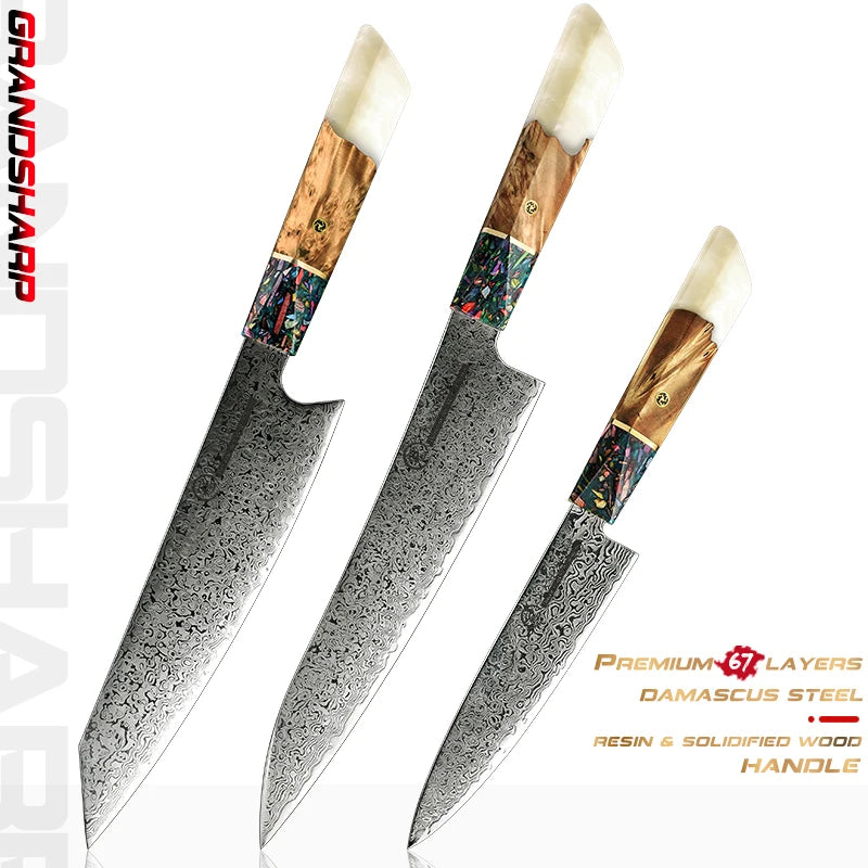 Grandsharp DMS-121 Damastmesser Set - 67 Lagen 13cm 36.8cm