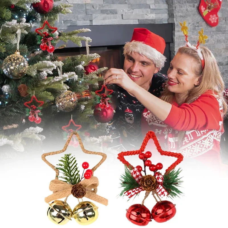 1–10 Stück Weihnachtsglocken-Anhänger mit rotgoldenen weißen Tannenzapfen und Schleife für Baumschmuck und Bastelbedarf für Feiertage