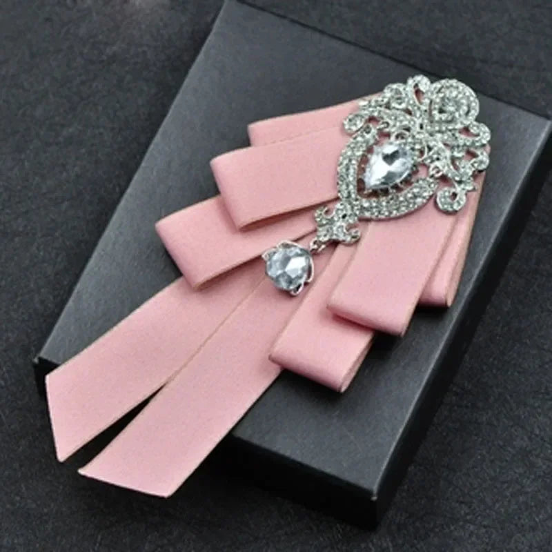 Fashion Handmade Bow Tie Wedding Collar Luxury Rhinestone Bowtie Necktie Brooch Pocket Towel Square Set Gift for Men Accessories