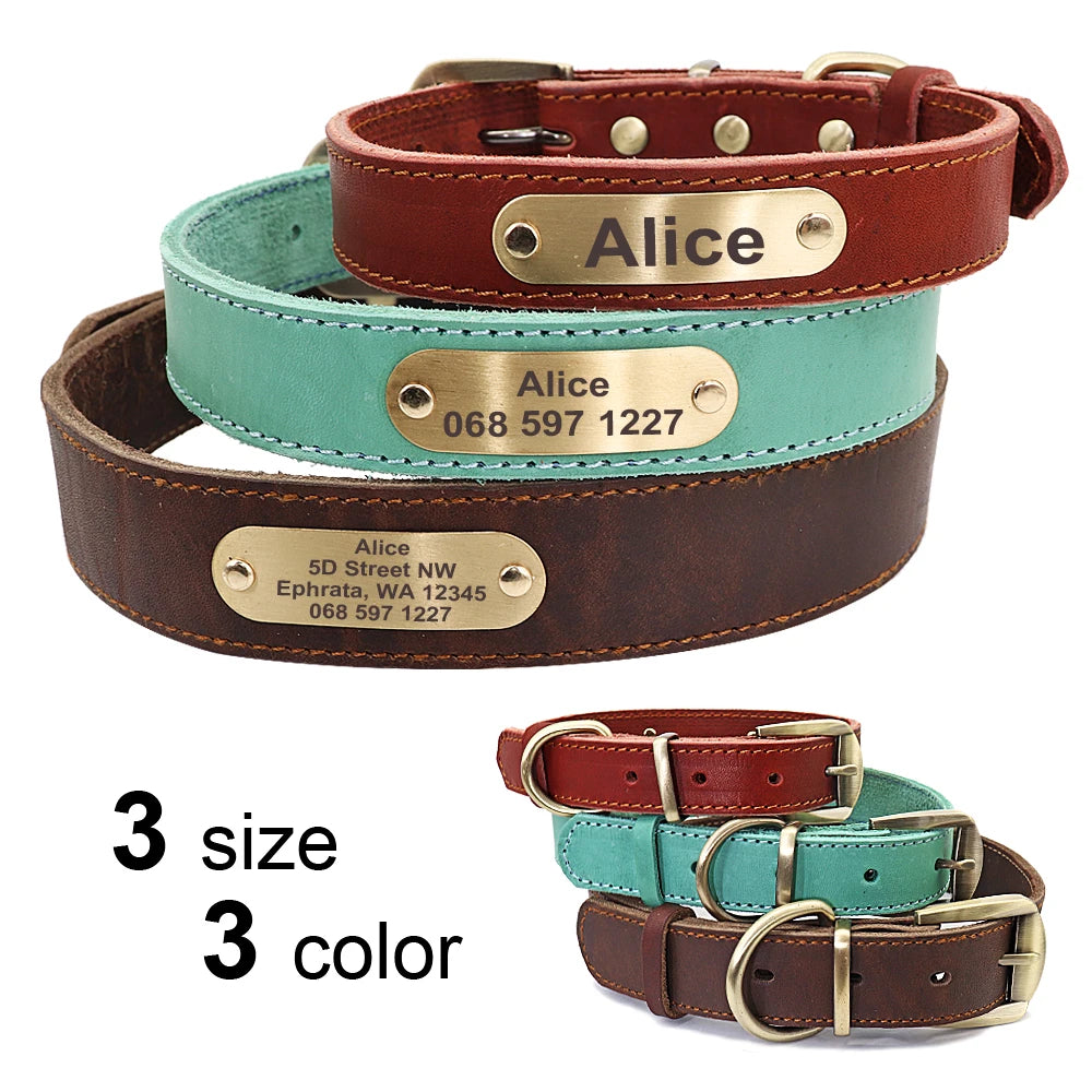 Anpassen Leder Hund Halsband Leine Set Personalisiert Haustier Halsband Leine Kostenlose Graviert Namensschild Für Kleine Mittlere Große Hunde
