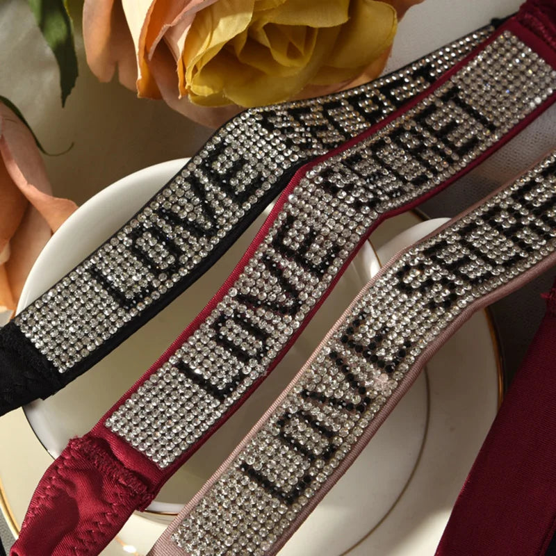 ZQTWT Damen-Unterwäsche 2025 - Elegante Sport-Strings mit Strass & Buchstaben tief sitzend S-XL