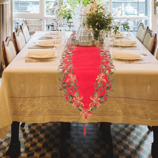 Embroidered Christmas Printed Christmas Decoration Tablecloths Party Picnic Retro Style Table Decoration Supplie Runners Linens