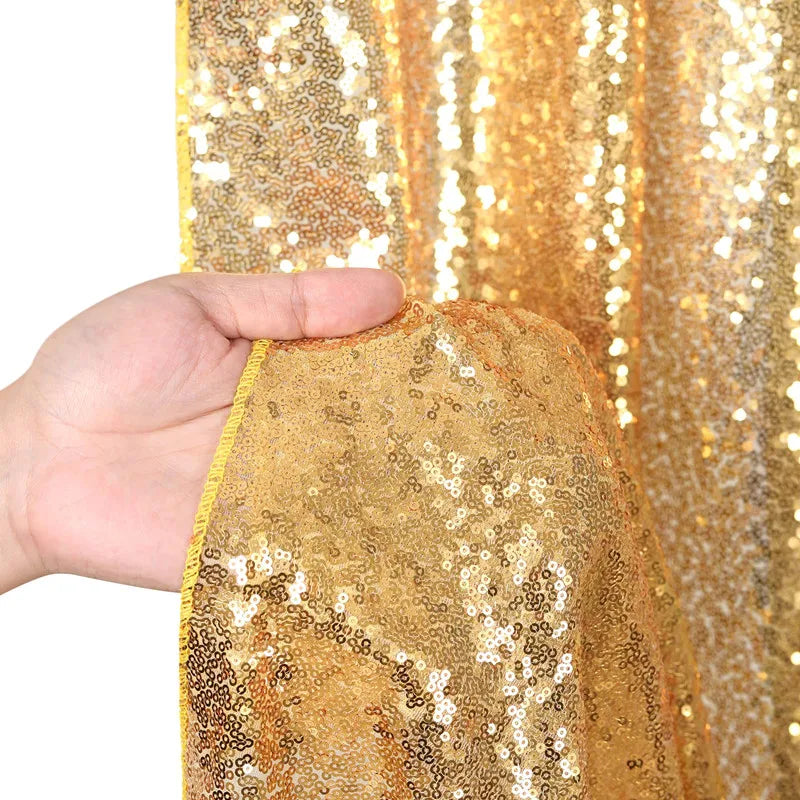 Sequin Backdrop Curtains - 2 Panels 2x8FT,Gold/Silver Backdrop Party Wedding Baby Shower Curtain Sparkle Photography Background