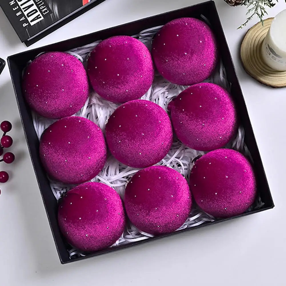 9Pcs Velvet Balls Flocked Grün - Durchmesser 80 mm, 9 Stück, Bruchsicher