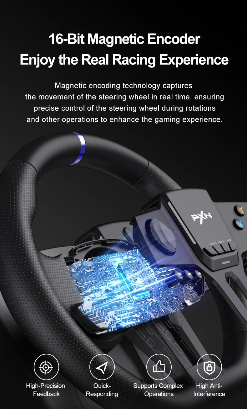 Gaming-Lenkrad 2025: PXN V900 GEN2 Driving Simulator 270°/900° Rotation - Racing Wheel mit Pedal Set für PC Switch PS4 Xbox Collection