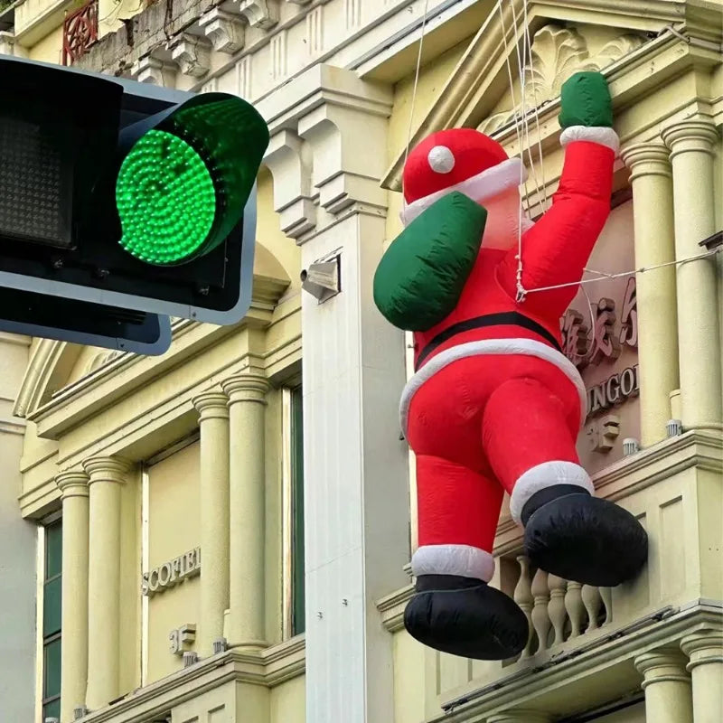 Christmas Inflatable Model,climbing Wall Santa Claus Glowing Inflatable Model, Outdoor Garden Scene Decoration Hanging Ornaments
