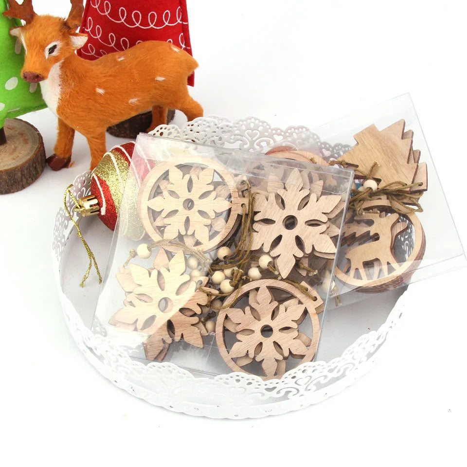 TissyChoice KH-035 Weihnachtsanhänger - 12 Stück Naturholz Ohne-Box