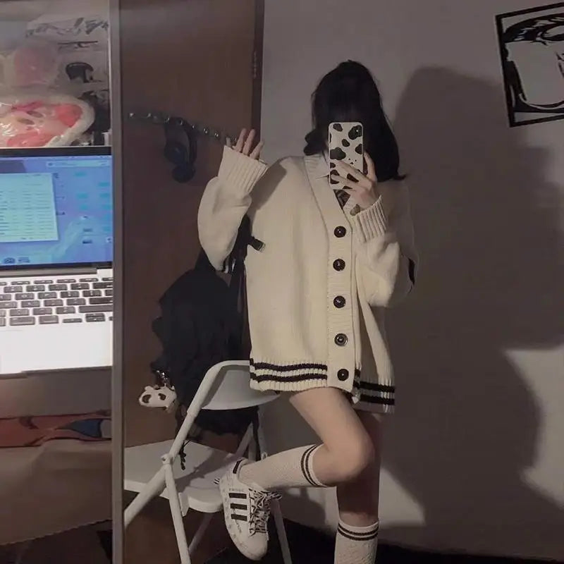 Altayskiy Cardigan Beig Patchwork Korea Stil Lovely Cozy - Regular Länge Gewicht 120–220 g/m² Knopfverschluss