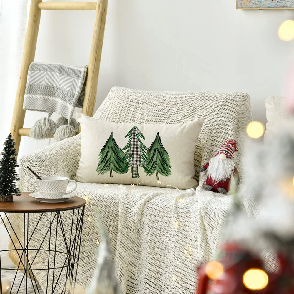 Merry Christmas Decorative Pillow Cover 30x50cm Linen Throw Pillowcase Christmas Decorations Home Decor Bedroom Cushion Cover