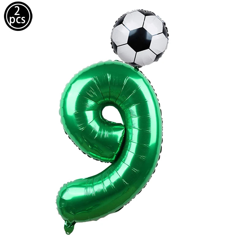 Baloane cu numere de fotbal 2025: Set folie verde 32" - Colecția Sports Party