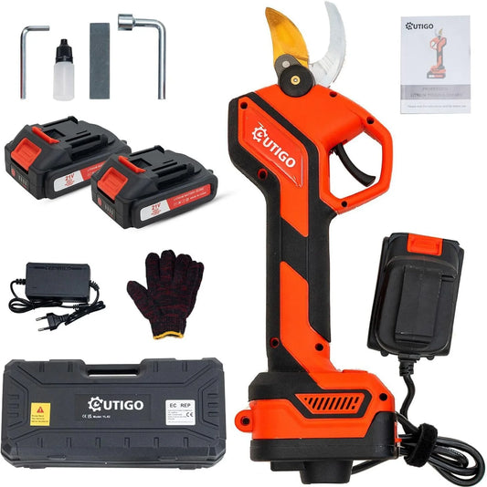 OUTIGO Kabellose Elektrische Gartenschere - 25mm 2x1500mAh mit 2x 21V Akkus für Obstbäume und Weinberge