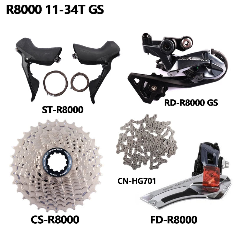 Shimano 105 Ultegra R7000 R8000 Groupset 2x11s Road Bike Bicycle Set CS 12-25T/11-28T/11-30T/11-32T/11-34T Upgrade From 5800