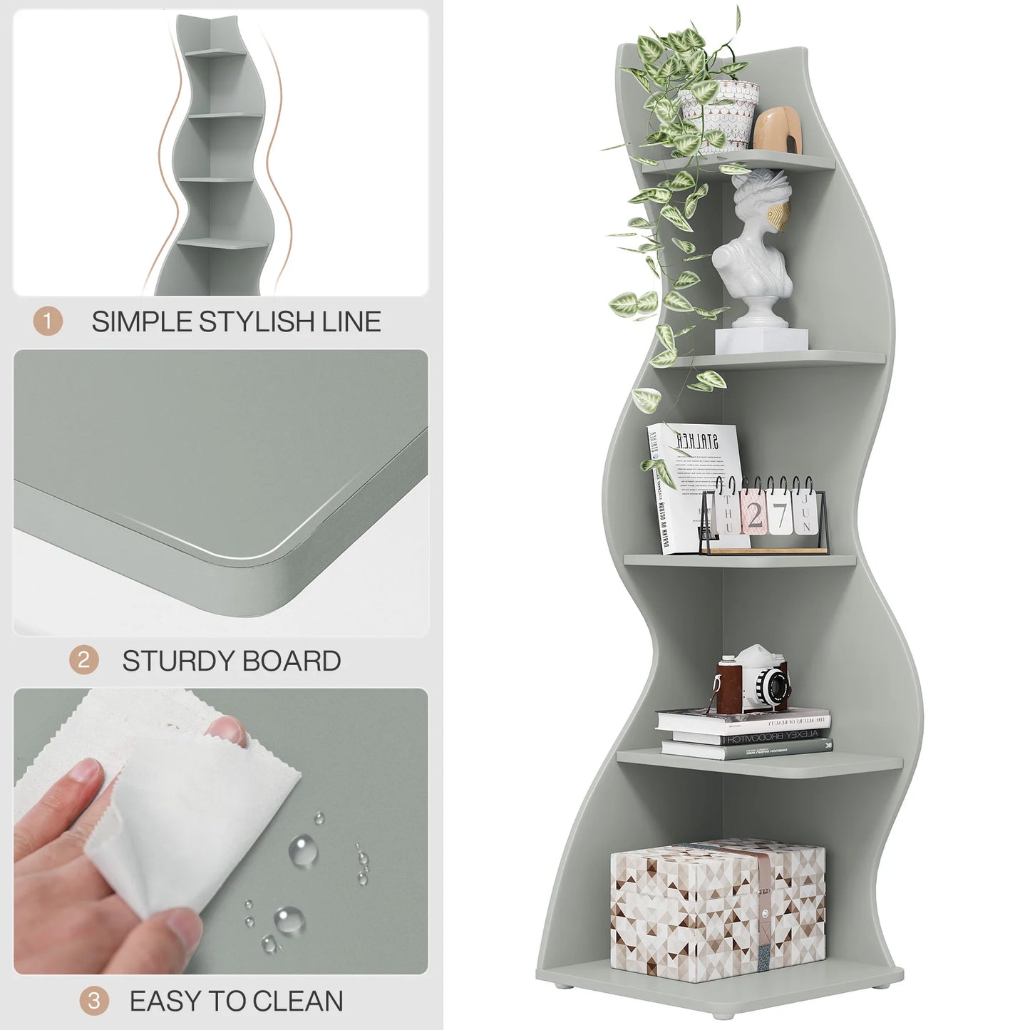 Tribesigns Bücherregal Eckregal 5-stufig Pflanzenständer Wohnzimmer