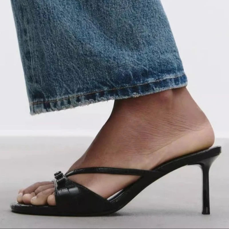 Sexy Women's High Heels Slippers Designer Heeled Shoes 2025 Summer Fashion Sandals Pumps Shallow Slides Stilettos Mujer Zapatos