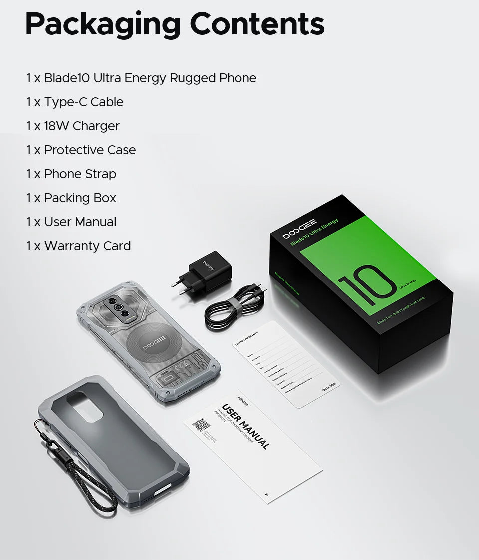 DOOGEE Blade10 Ultra Energy - Kapazität 6150mAh,18W, Maße 172x80x10,7