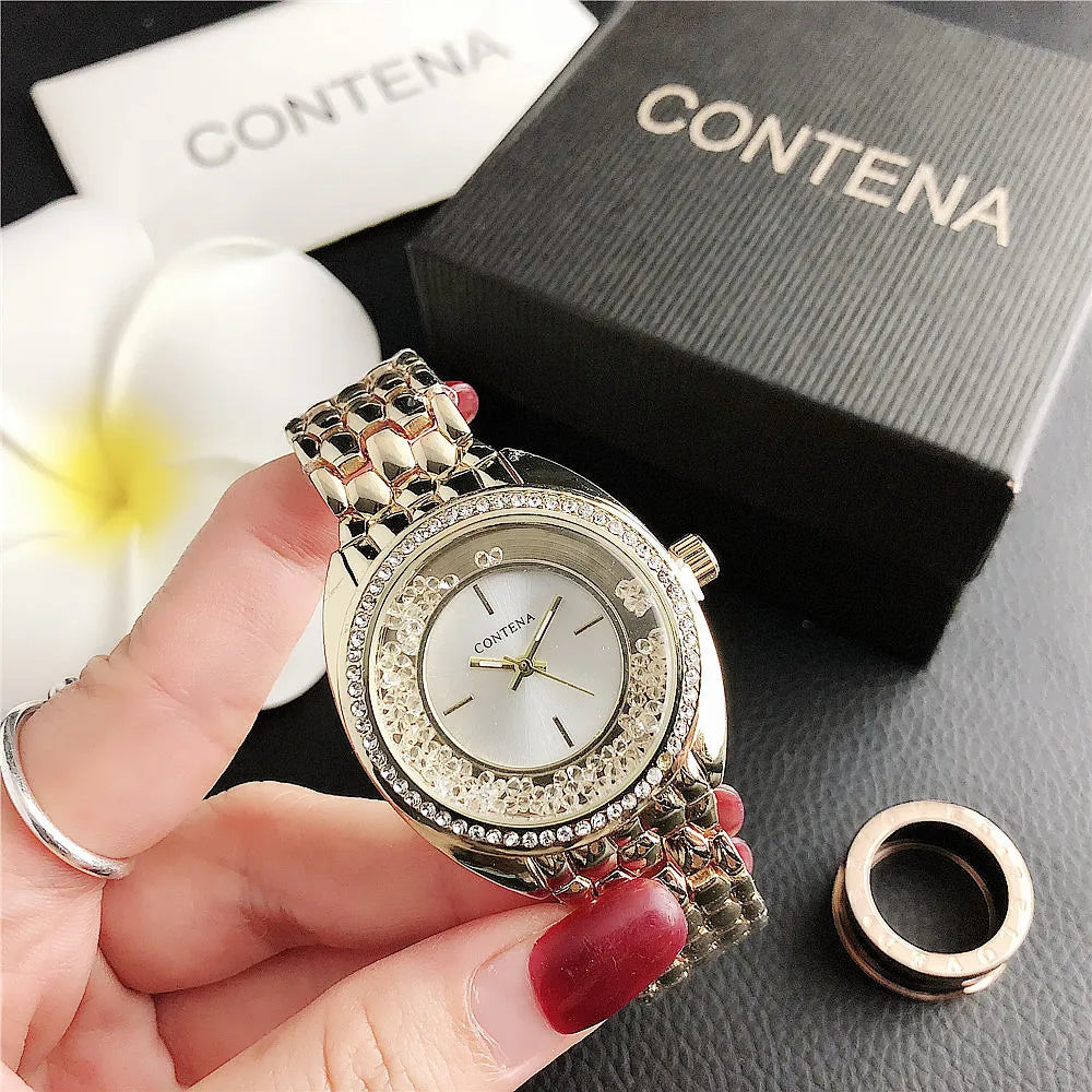 Luxury Rhinestone Rose Gold Women Watches Top Brand Stainless Steel Ladies Quartz Wristwatches Fashion Watches Women Reloj Mujer