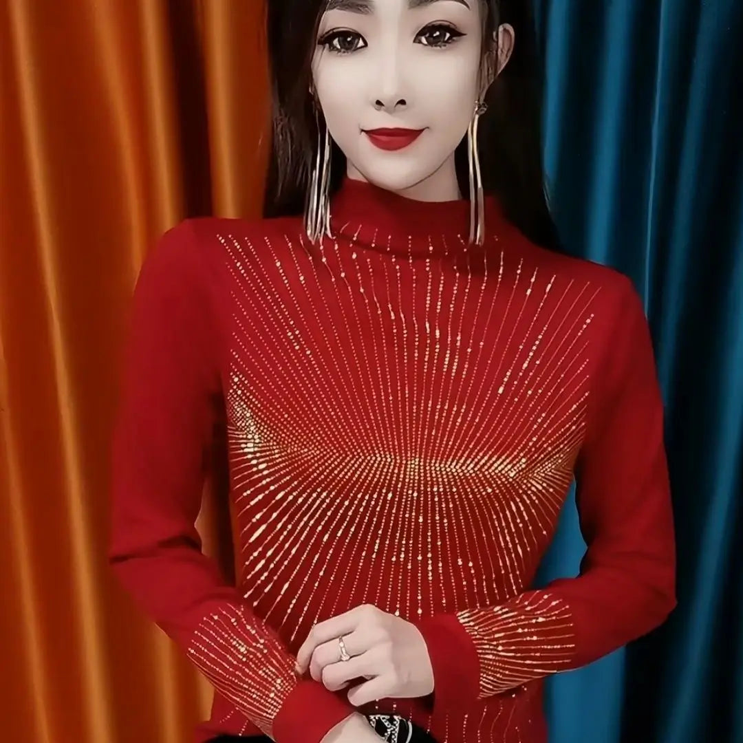 COZOK Pailletten Rollkragenpullover - Größe XL Polyester