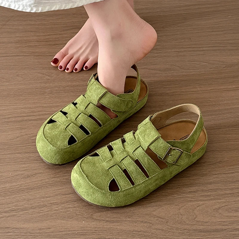 Flats Women's Sandals Fashion Hollow Designer Shoes Casual Slingback Slippers 2025 Summer Flip Flops Trend Sandalias De Mujer