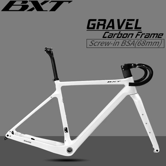 BXT Disc Brake Carbon Gravel Bike Frame 700C/27.5er Max Use 47C/2.1 Tire Carbon Gravel Bicycle Frame Thru Axle Carbon MTB Frame