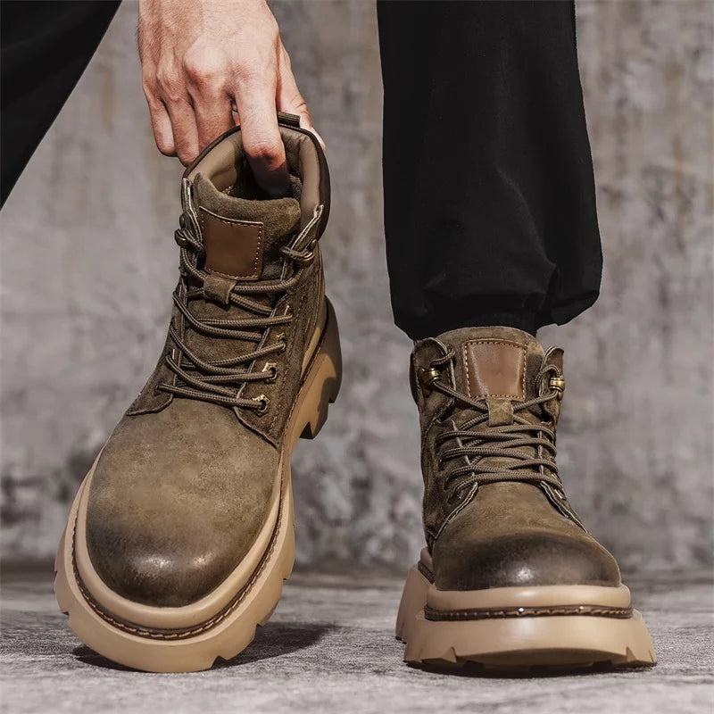 YEISNDOOCN Model N Atmungsaktive Schnürstiefel - Größe 42, Leder Obermaterial, Mesh Innenfutter