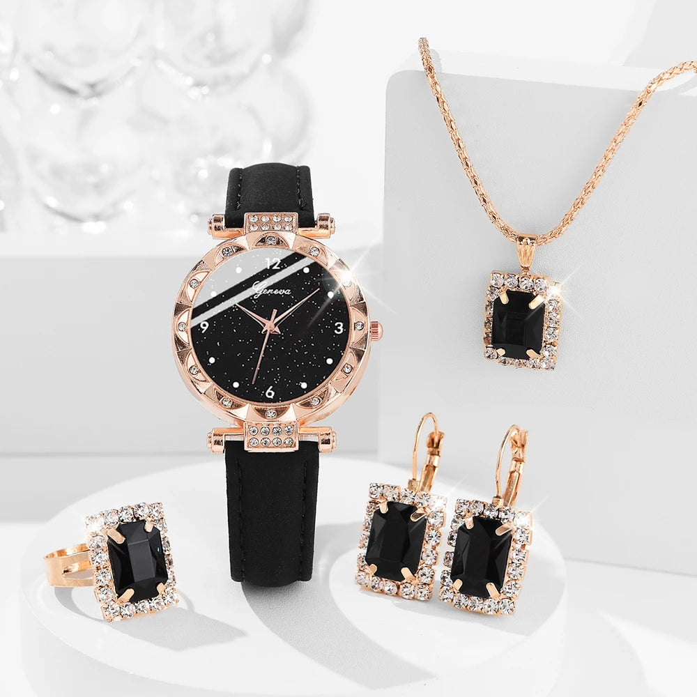 Frauen Uhren 5 Stück Set 2025 - Luxus Strass Frauen Fashion Elegant - Armbanduhr Quarz Uhr Mädchen Armband Geschenk