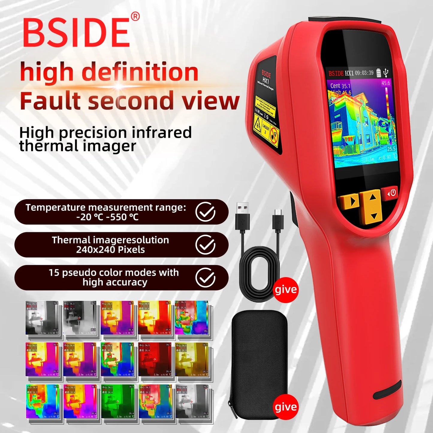 Wärmebildkamera 2025: BSIDE Handheld Thermal Imaging - 240X240 Temperatur-Messgerät für PCB, Automobil und Pipeline-Inspektion
