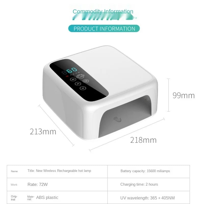 Nagellampe 72W UV LED Nageltrockner - Gel Lack Aushärtung mit Smart Sensor - Maniküre Nagelstudio Ausrüstung