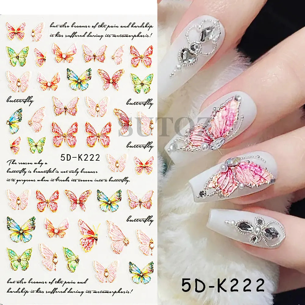GL5D-K256 5D Sonnenblumen Nagelsticker - Herbstdesign Prägung