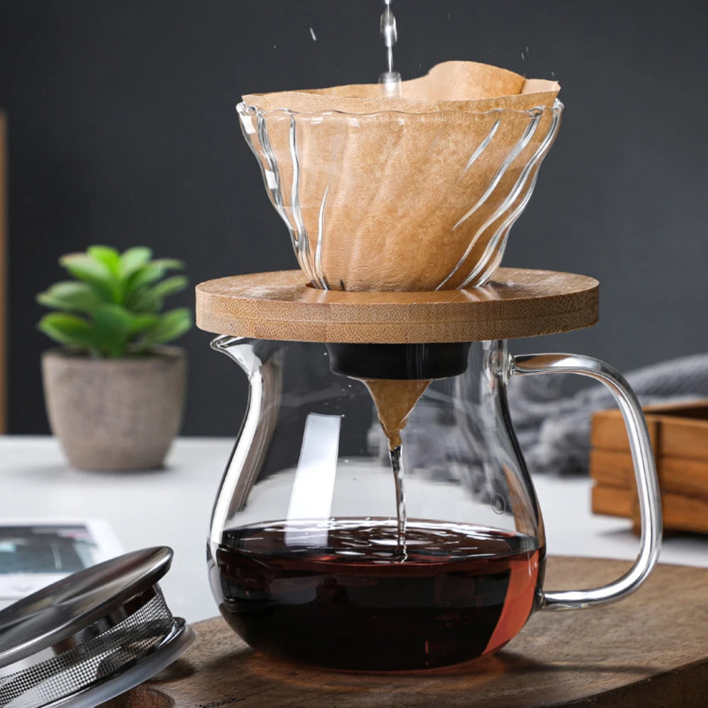 Aihogard Glas Kaffeekanne Hitzebeständig - 450ml Filter