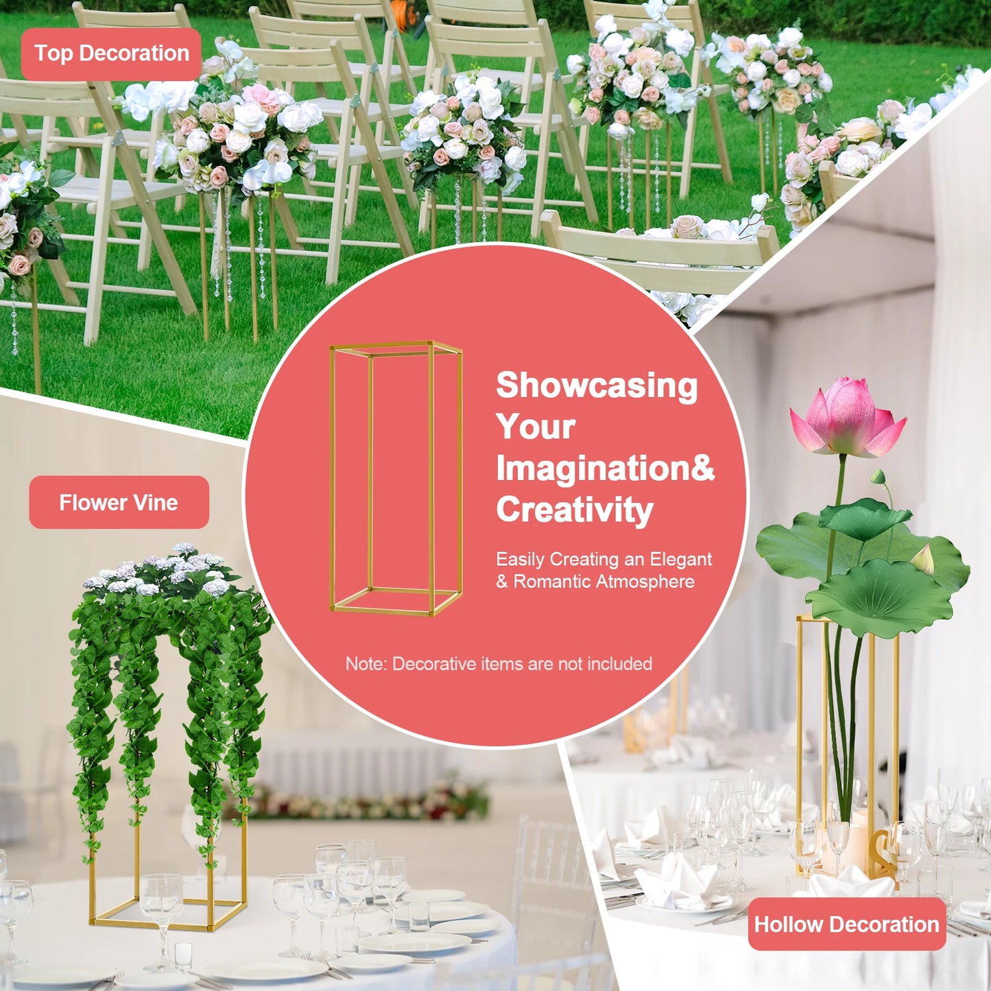 GoldLine Blumenständer 60 cm Höhe Metall 5 kg Tragkraft 10er Set