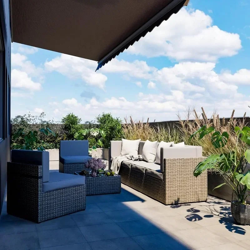Patio Furniture Set, 7 Pieces Modular Outdoor Sectional, Patio Sectional Sofa Conversation Set, Rattan Sofa with Coffee Table
