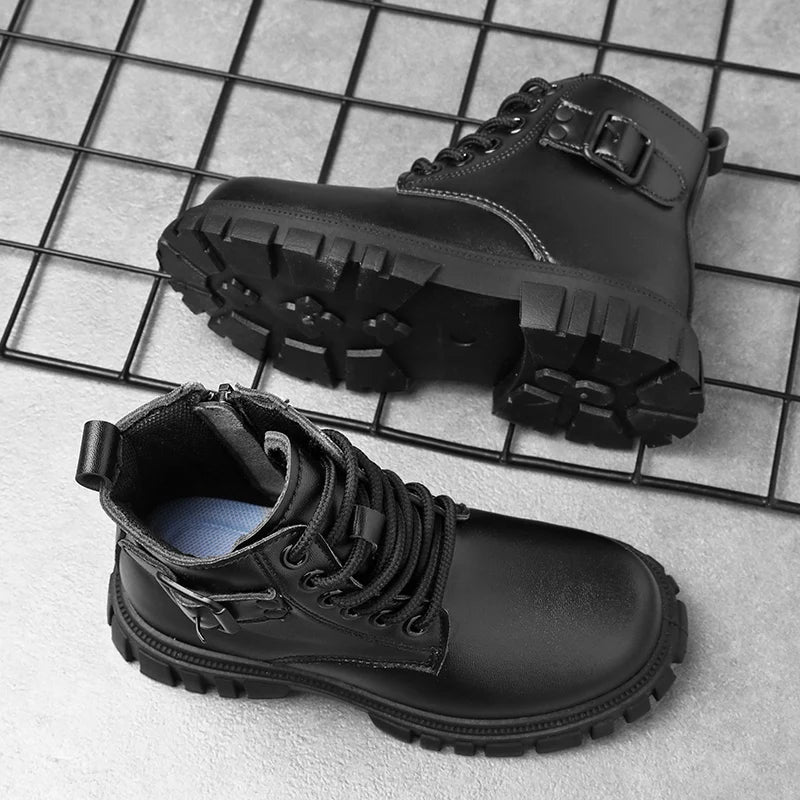 Herbst Mädchen Schnee Stiefel Mode Weiche Pu Leder Retro Britischen Stil Kinder Casual Schuhe Luxus Im Freien Nicht-slip Kinder stiefel