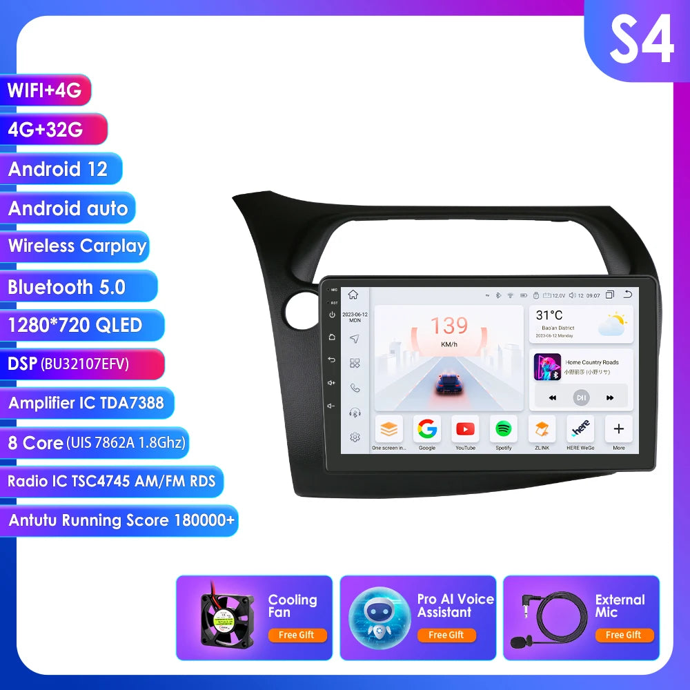CarPlay Autoradio Multimedia Player für Honda Civic Hatchback