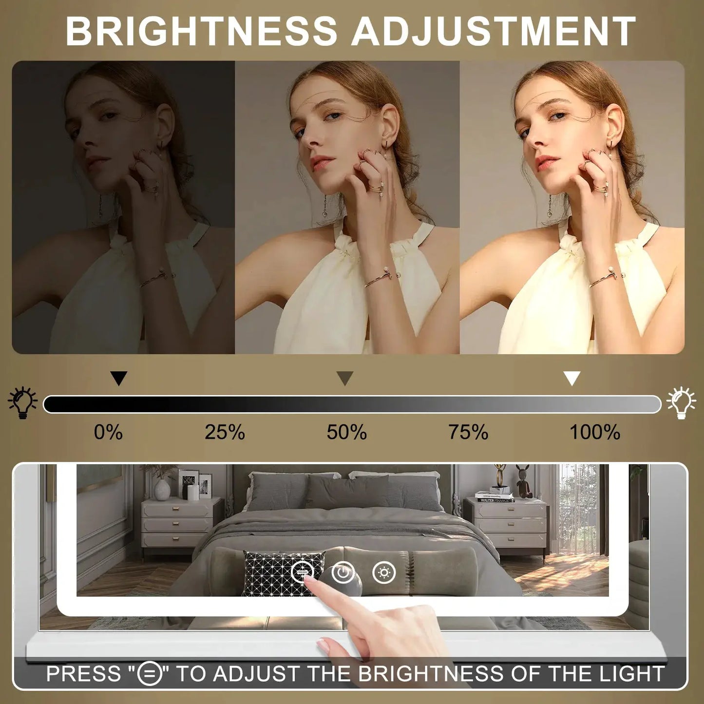 Schminkspiegel - Vierseitige LED Beleuchtung, Touchsteuerung, 80 cm