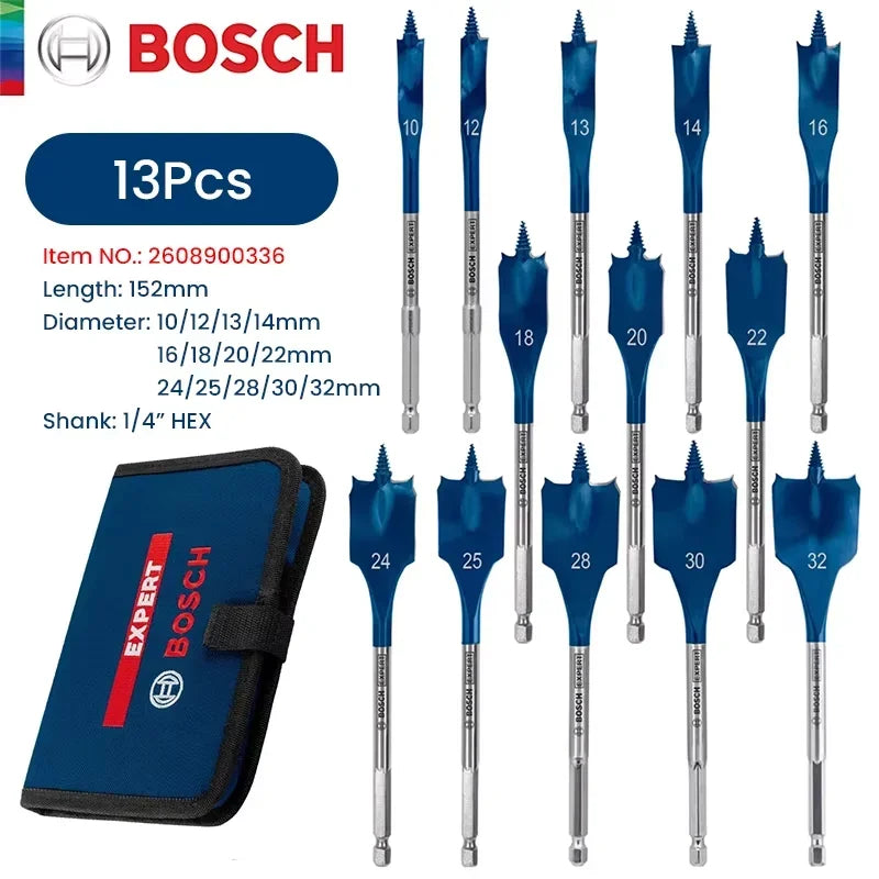 Bosch Expert Series Drill Bits 152mm Long Expert Selfcut Speed Flat Milling Drill Bit Set for Woodworking Drilling Power Tools