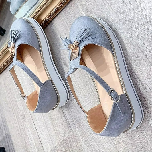 Women's Sandals Summer 2025 Casual Flat Platform Heel Tassel Buckle Strap Female Sandals Platform Vulcanized Shoes for Women New