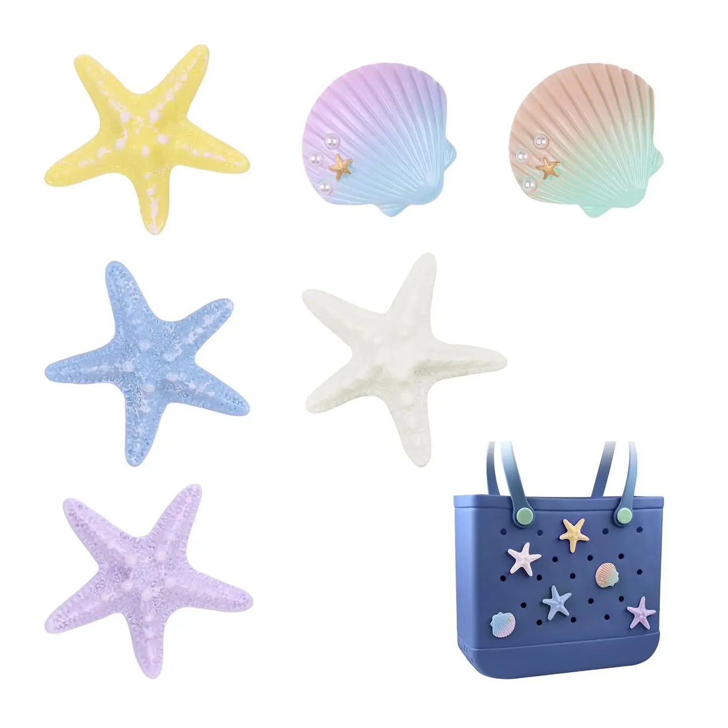 Beach Charms Bogg Bag Accessories EVA Rubber Handbag Fashion Waterproof Women Basket Pins Shell Buckles Badge Jelly Sac Bogg Bag